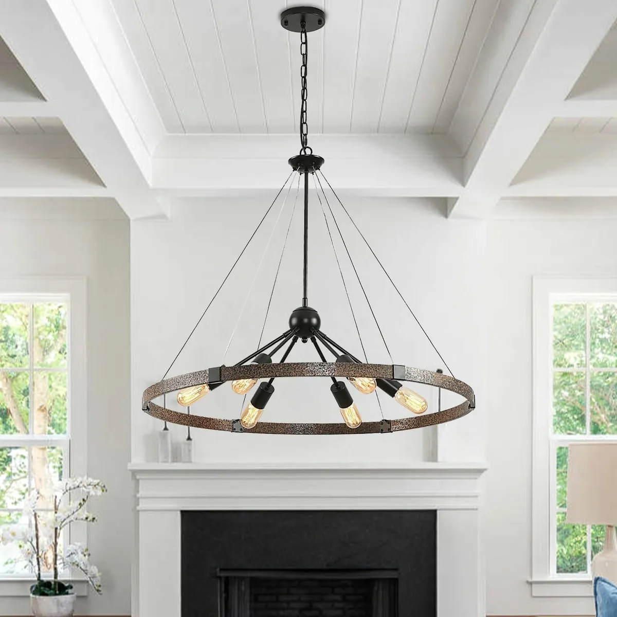 6 Lights Wagon Wheel Chandeliers Ceiling Light - Image 1