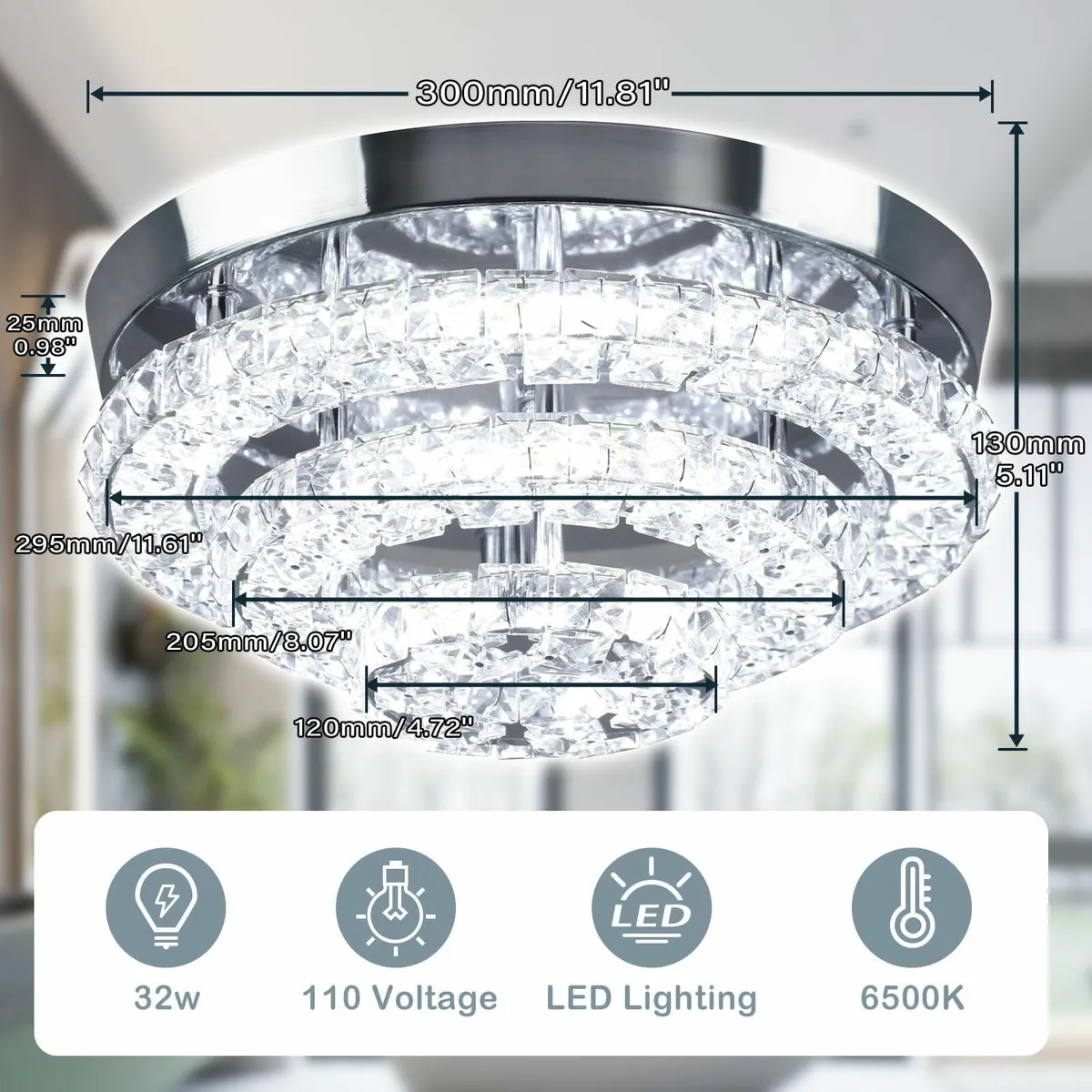 11.8 Crystal Chandeliers Modern Ceiling Light - Image 4