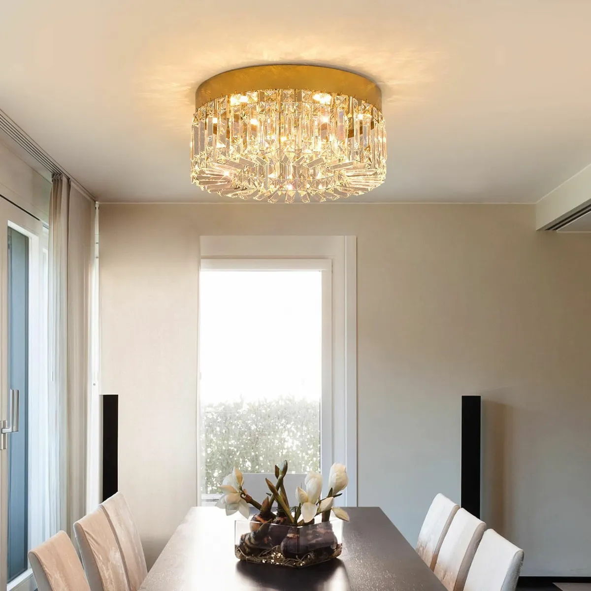 Crystal Chandelier 40cm Gold Flush Mount Ceiling - Image 4