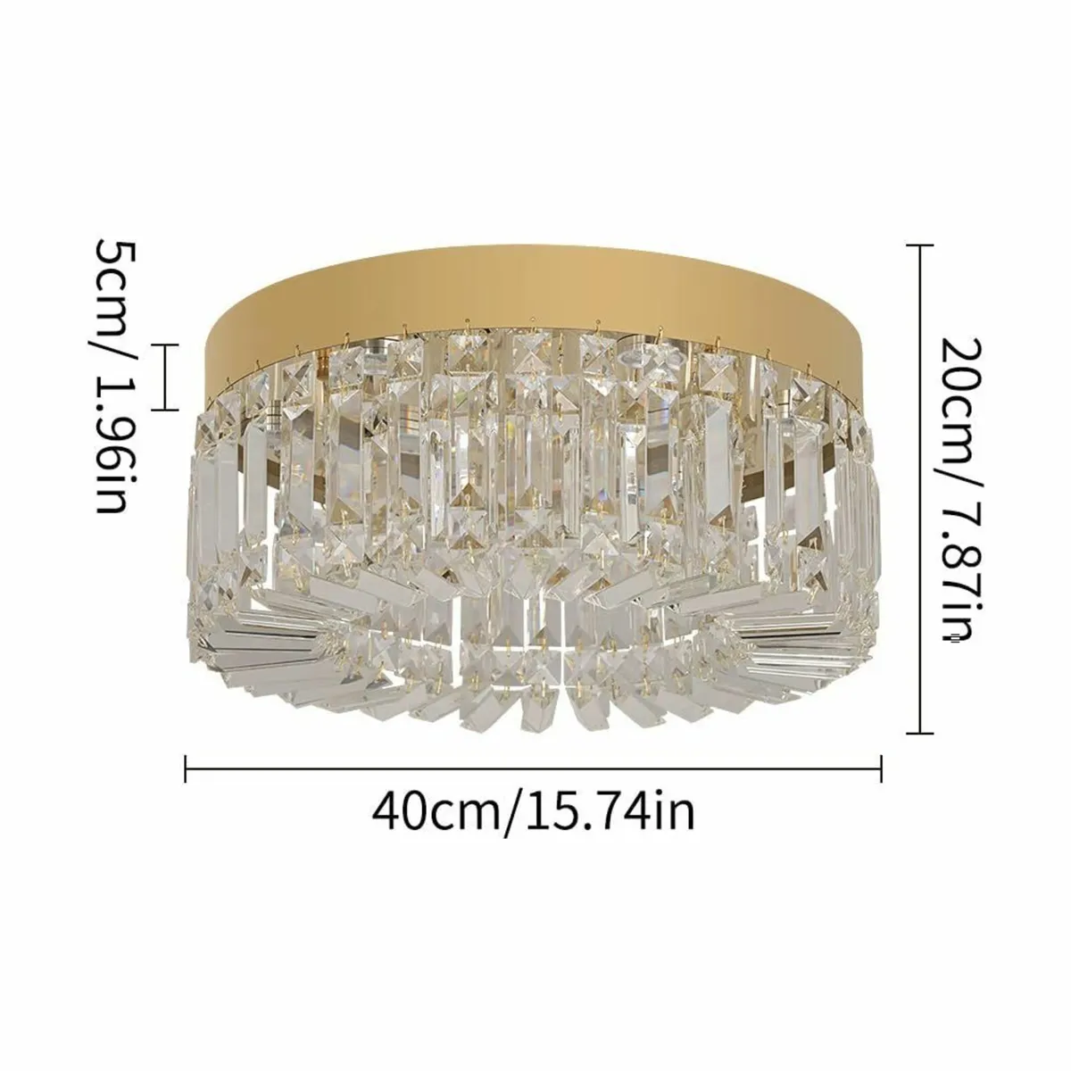 Crystal Chandelier 40cm Gold Flush Mount Ceiling - Image 2