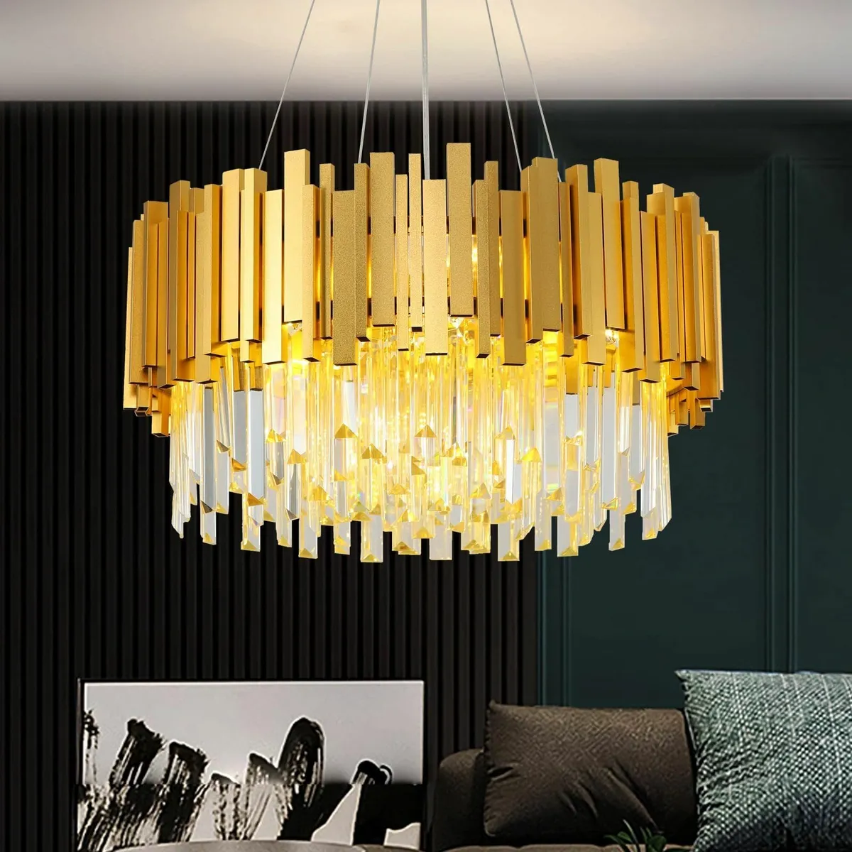 Modern Crystal Chandelier E14x9Light Round Luxury - Image 1