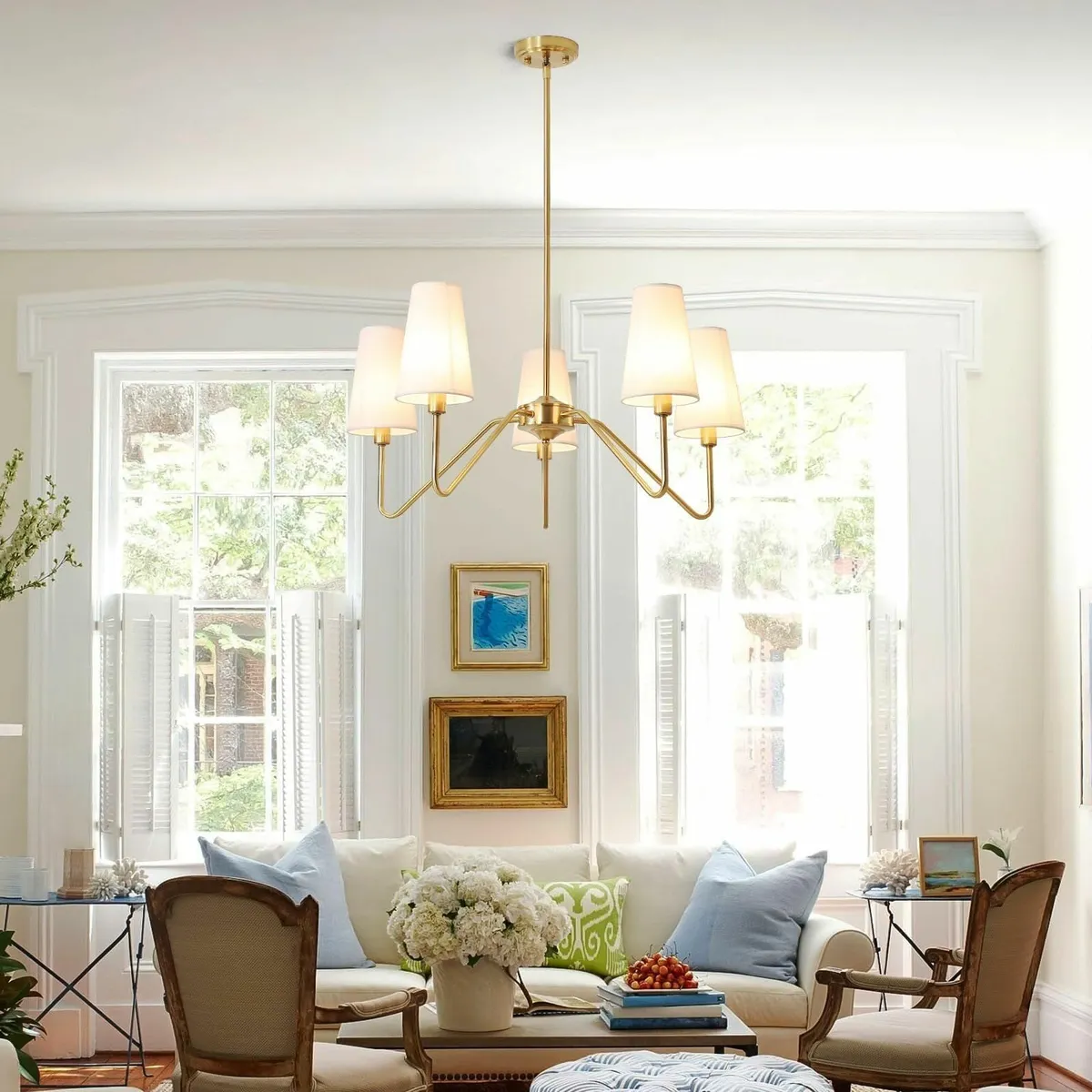 Modern Gold Chandelier 5-Light Pendant Light 76Cm - Image 4