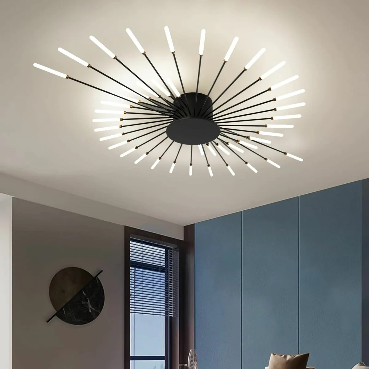 Modern LED Ceiling Light 42 Heads Black Flush - Image 1