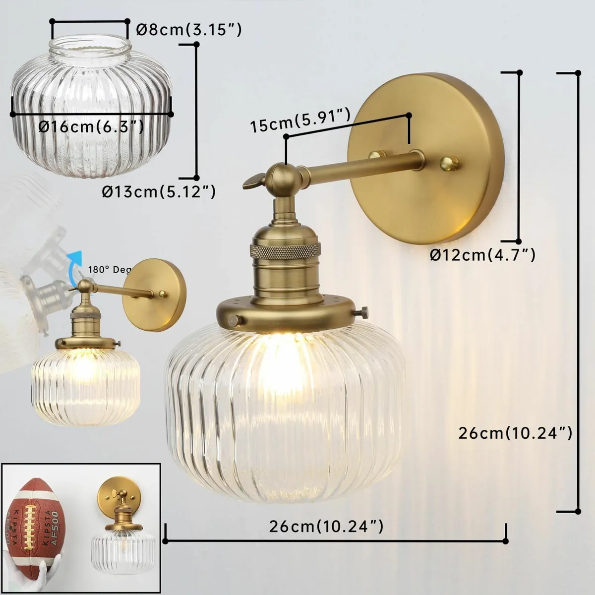 Industrial Vintage 1-Light Wall Sconce with Clear - Image 3