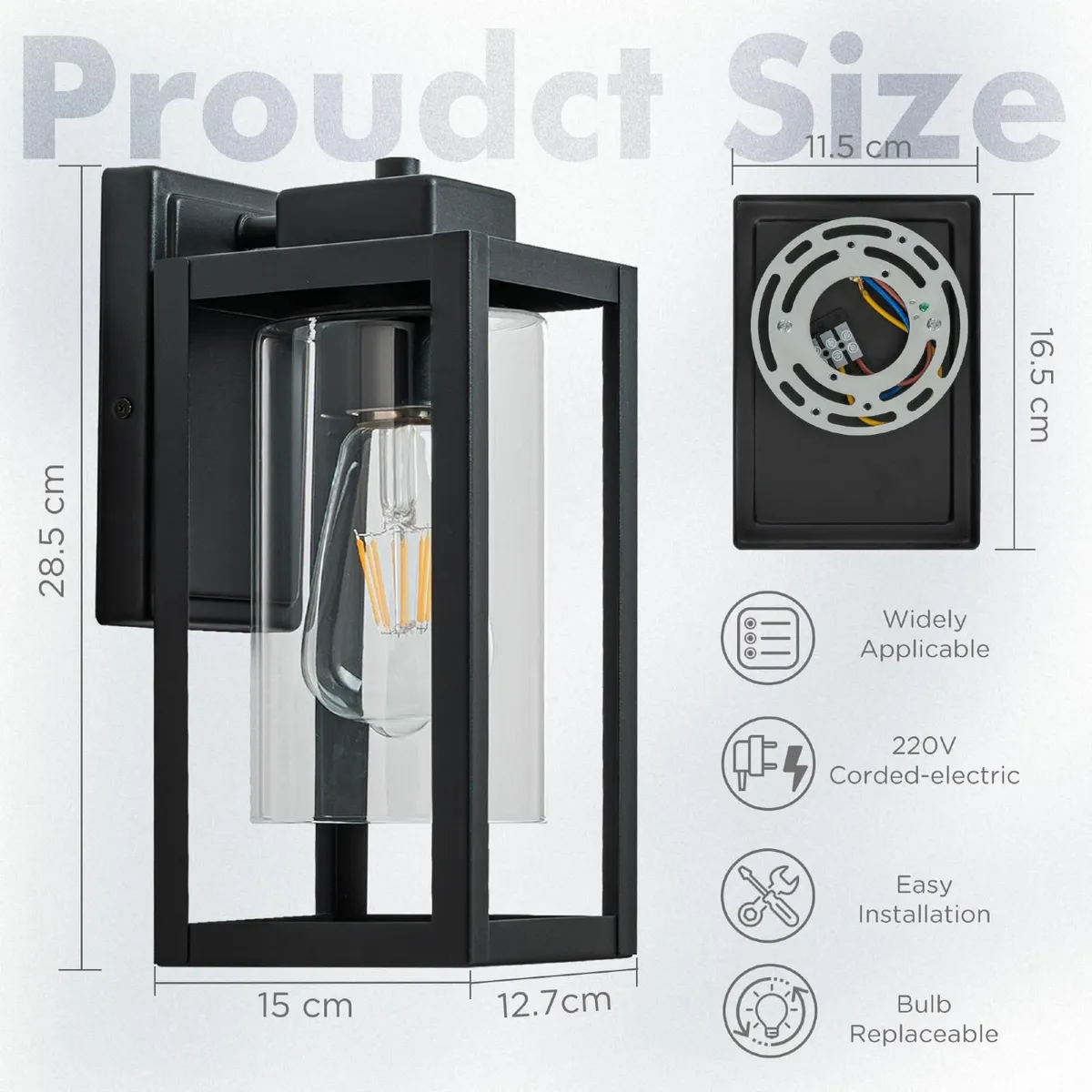 Outdoor Wall Lantern Lights 2 Pack Exterior Porch - Image 3