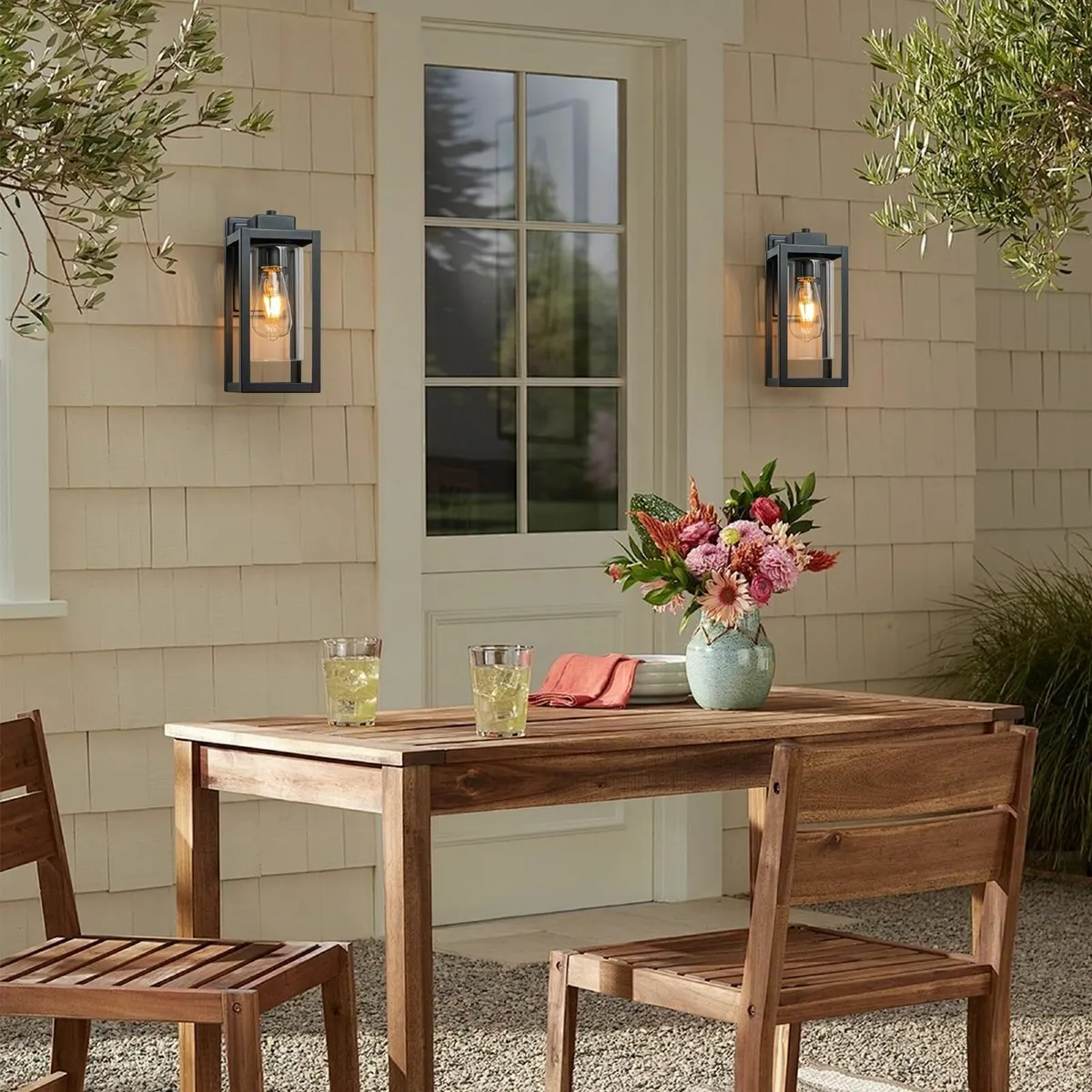 Outdoor Wall Lantern Lights 2 Pack Exterior Porch - Image 4