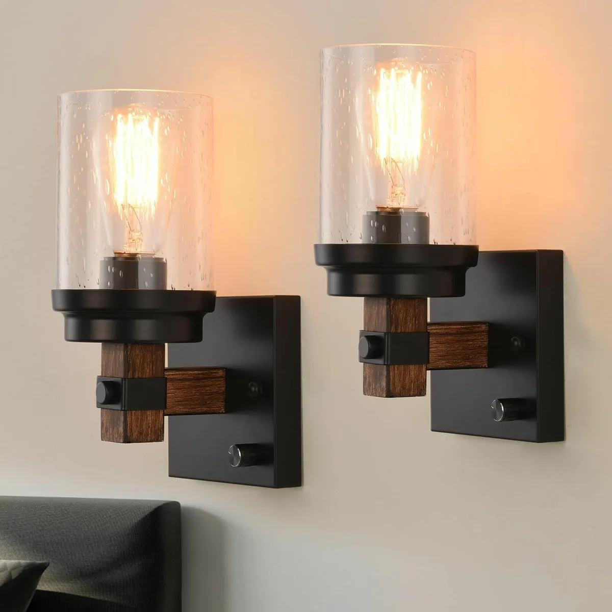 DIMMABLE Rustic Wall Sconces Set of 2 Farmhouse - Image 1