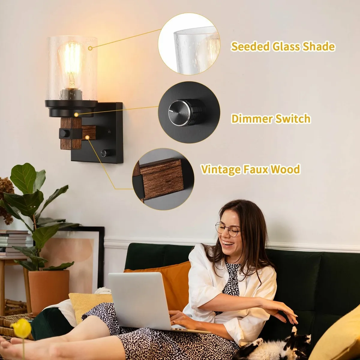 DIMMABLE Rustic Wall Sconces Set of 2 Farmhouse - Image 4