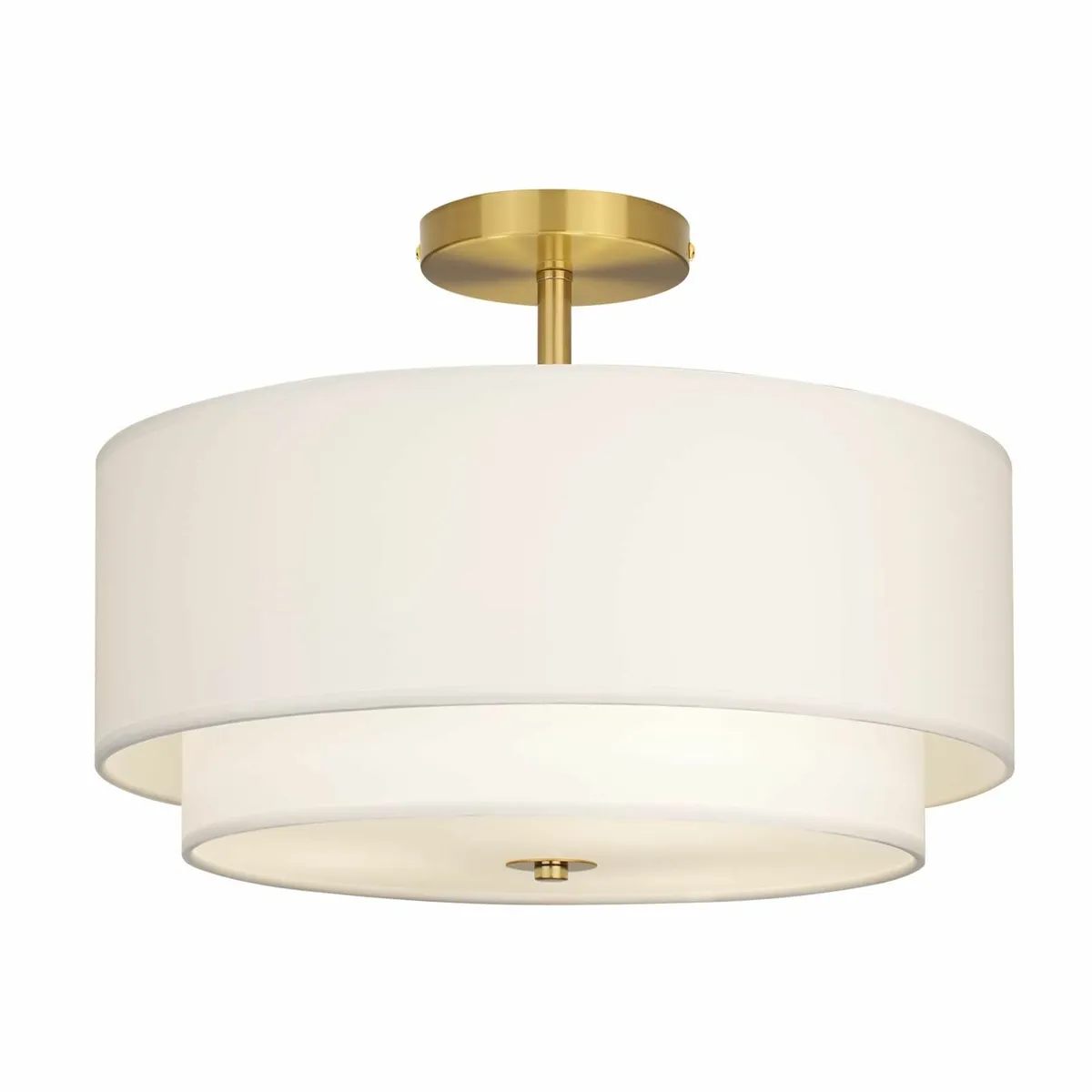 40 cm Dual Drum Gold 3-Light Semi Flush Mount - Image 1