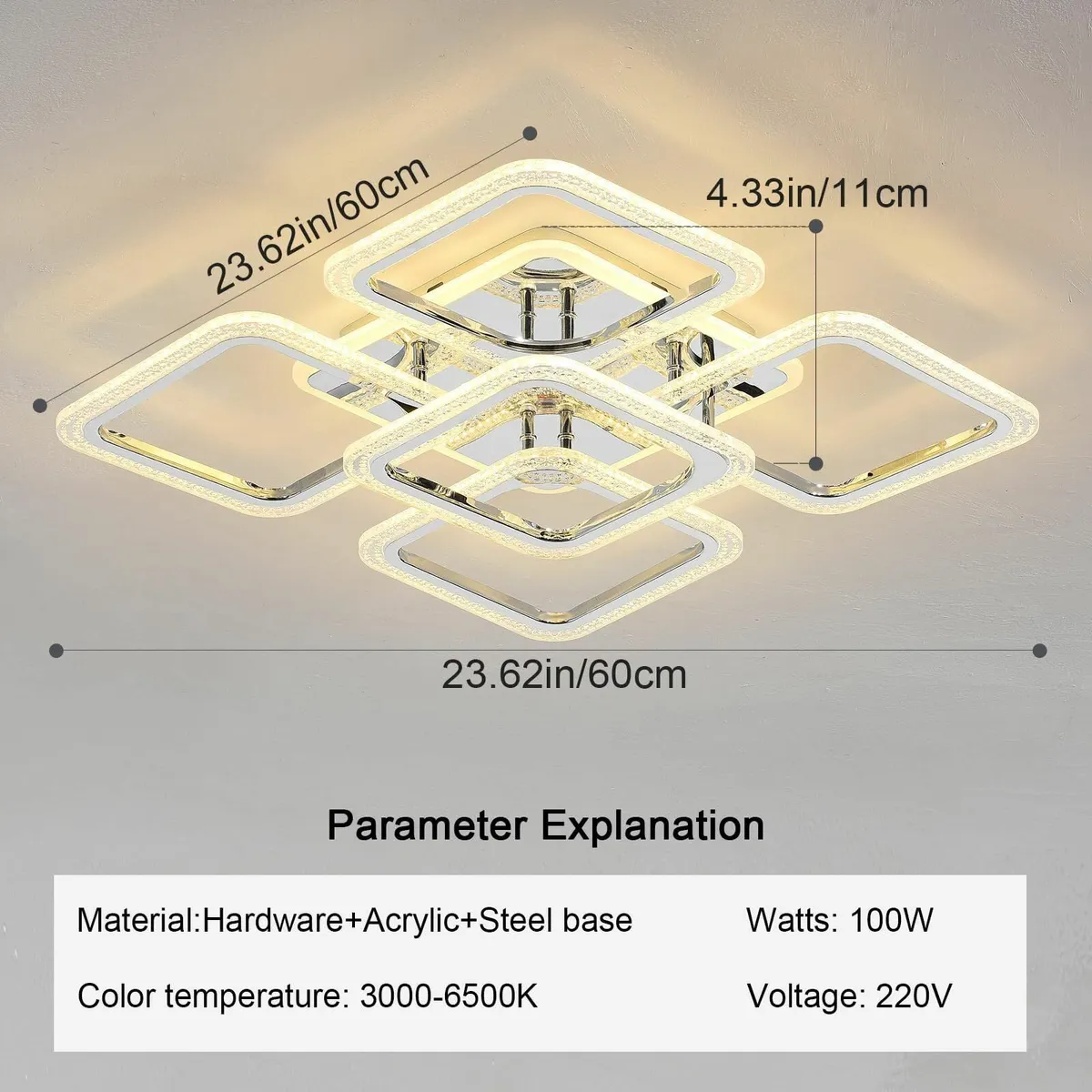 LED Ceiling Light Square Modern Flush Mount - Image 2