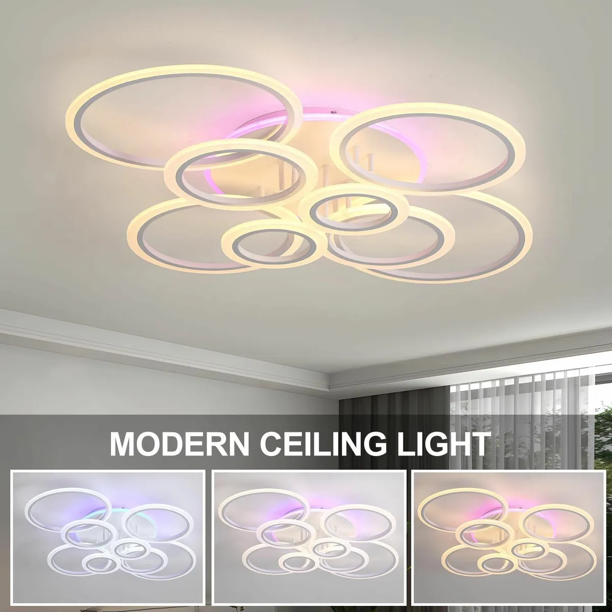 Dimmable Modern Ceiling Lights 80W Led Light with - Image 2