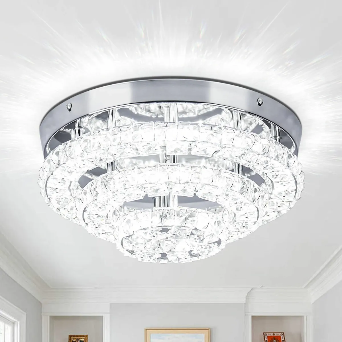 11.8 Crystal Chandelier LED Flush Mount Ceiling - Image 1
