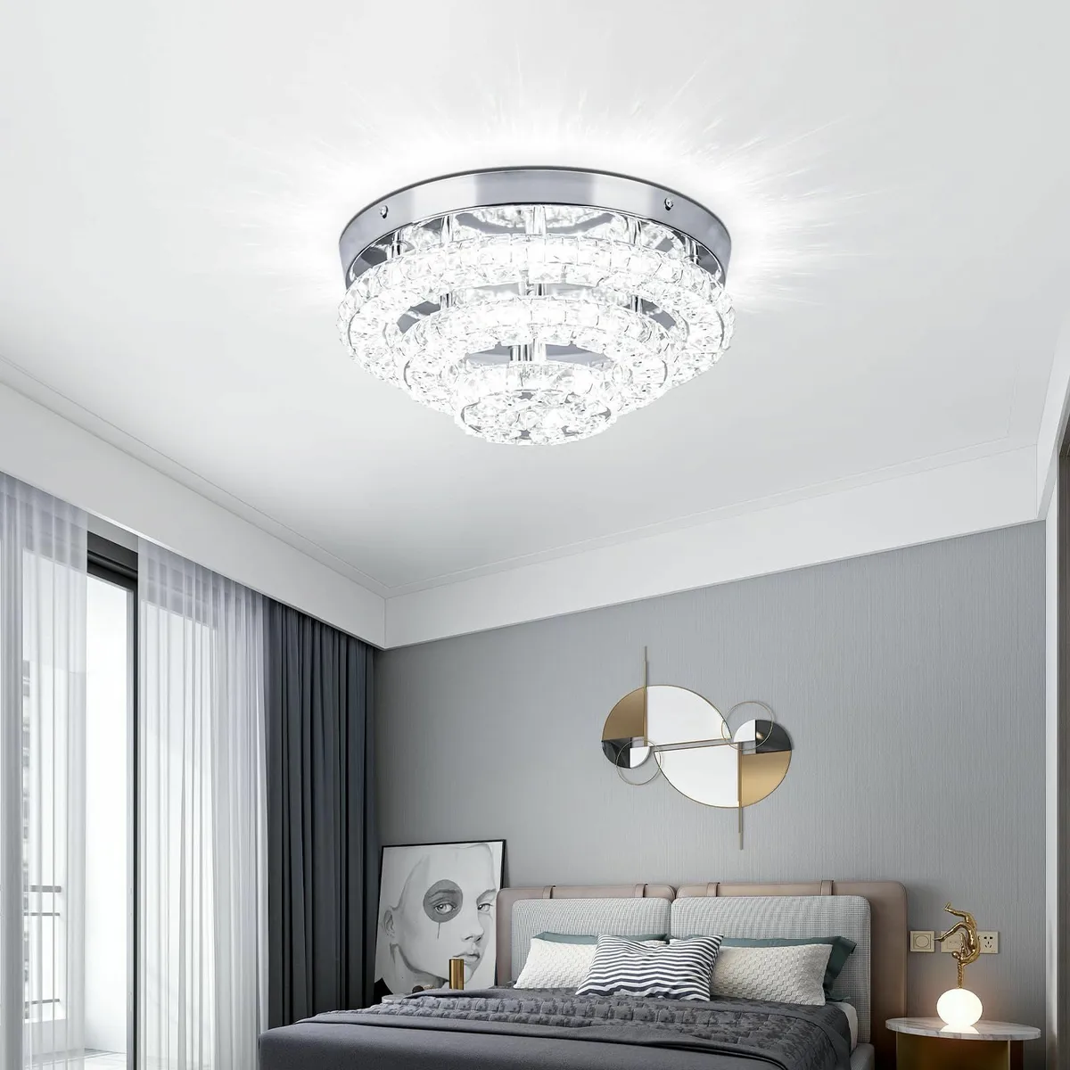 11.8 Crystal Chandelier LED Flush Mount Ceiling - Image 3