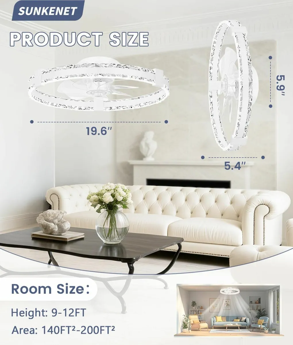 Ceiling Fans with Lights and Remote 50cm LED Fan - Image 2