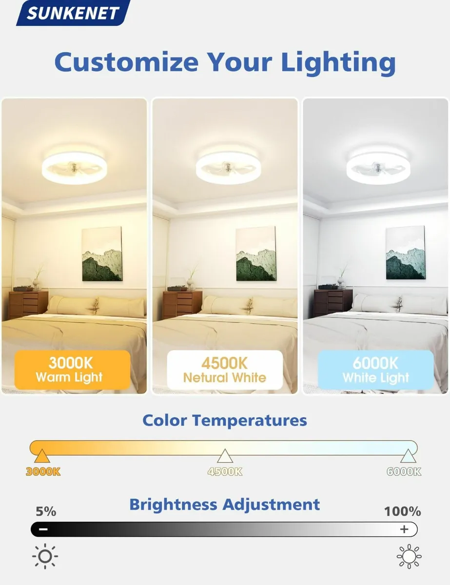 Ceiling Fans with Lights and Remote 40cm LED Fan - Image 2