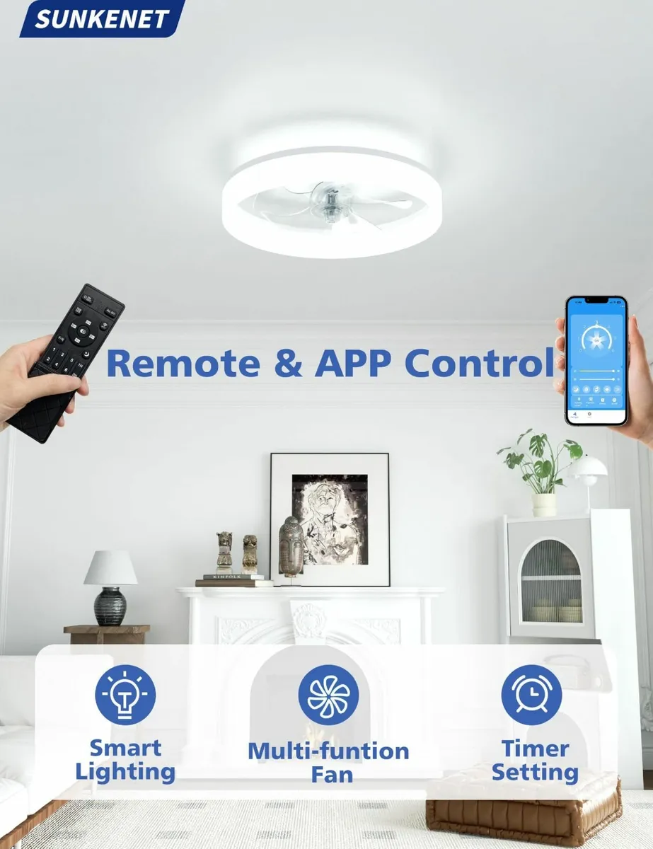 Ceiling Fans with Lights and Remote 40cm LED Fan - Image 3