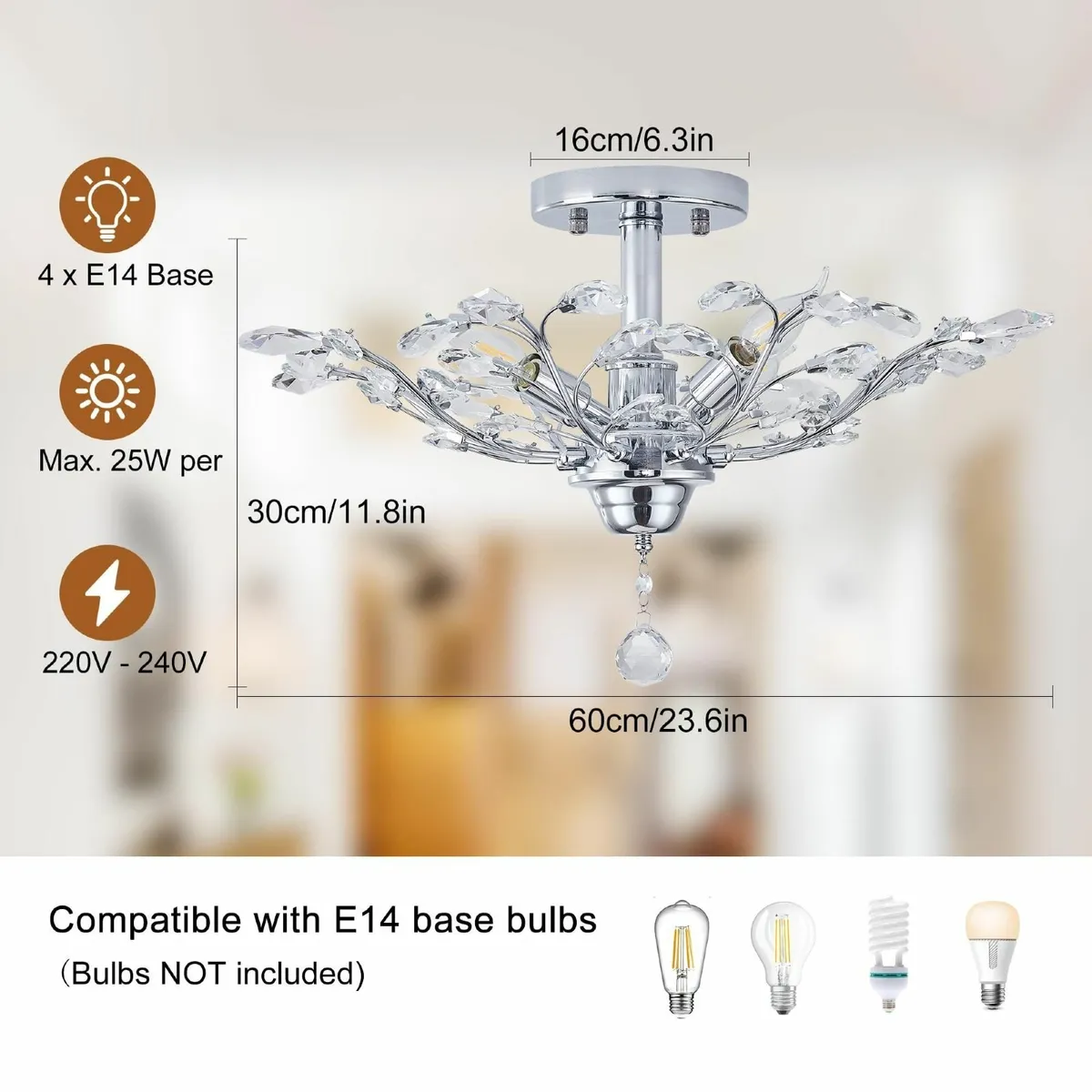 Vintage K9 Clear Crystal Chandeliers Ceiling - Image 2