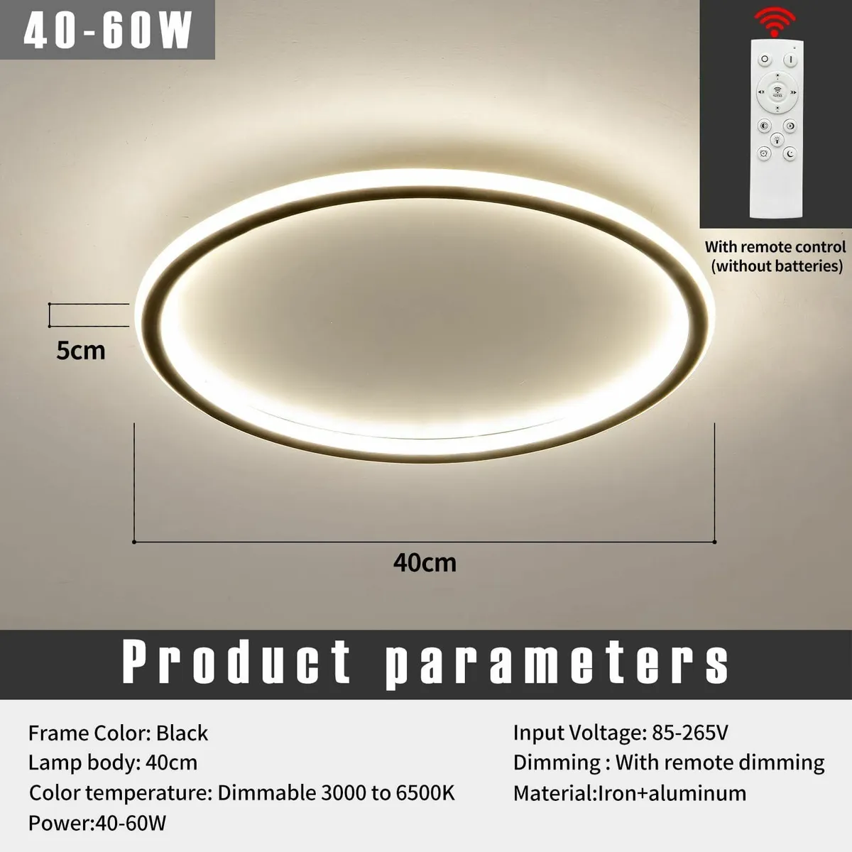 40CM LED Round Ceiling Lighting 10% to 100% - Image 2