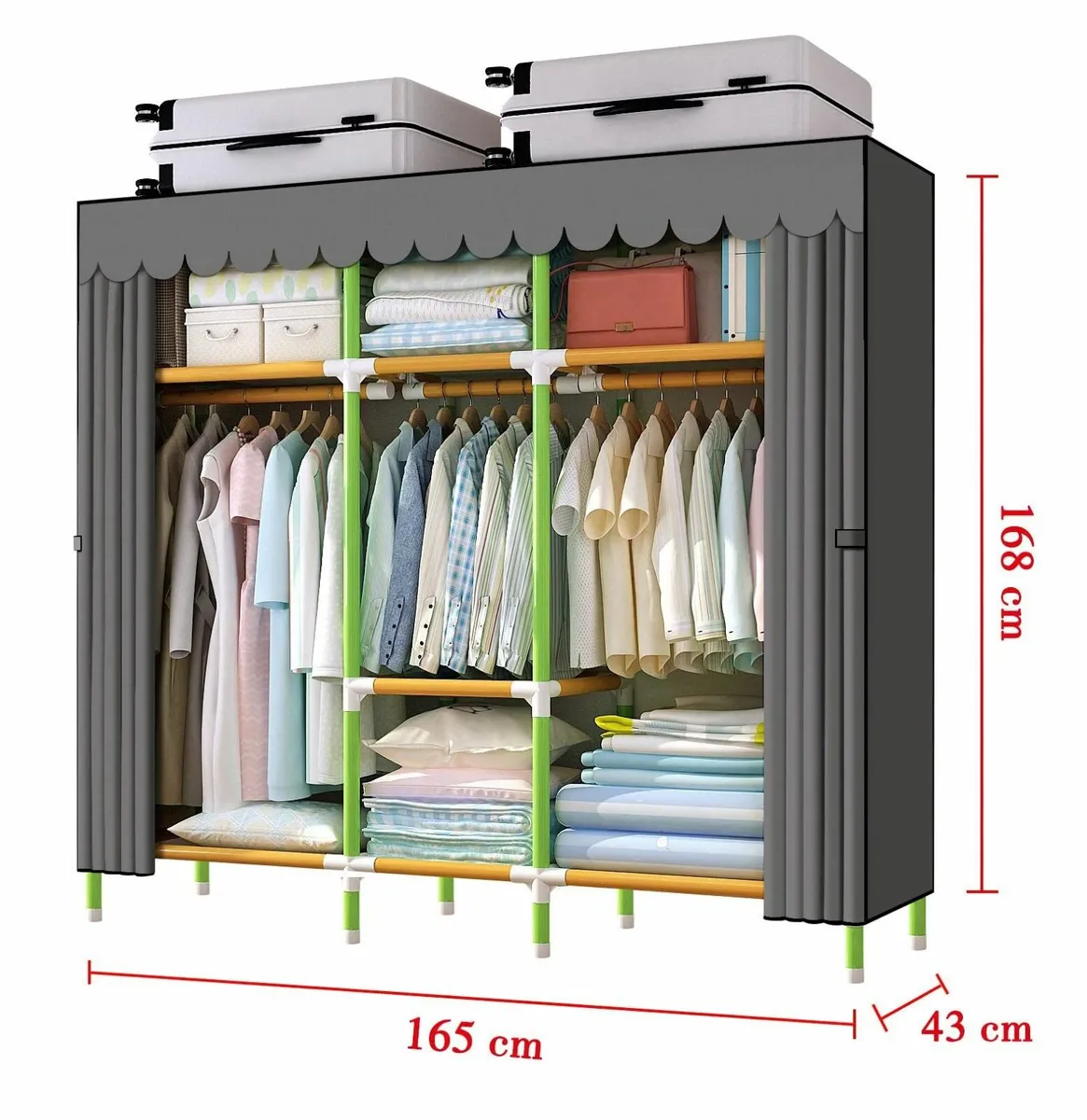 Portable Wardrobe Storage Closet Colored Rod and - Image 3