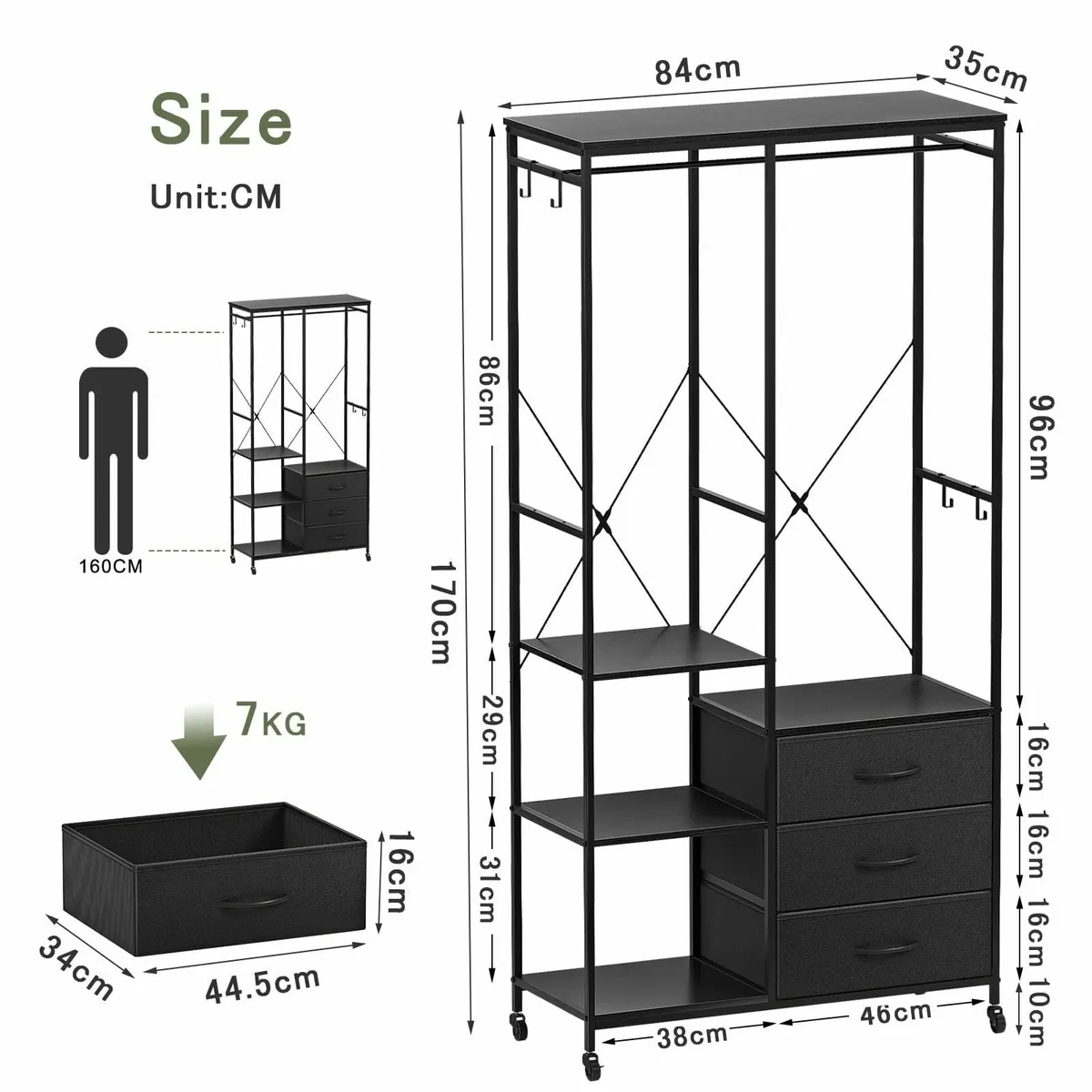 Clothes Rack Heavy Duty Clothing Rail Freestanding - Image 3