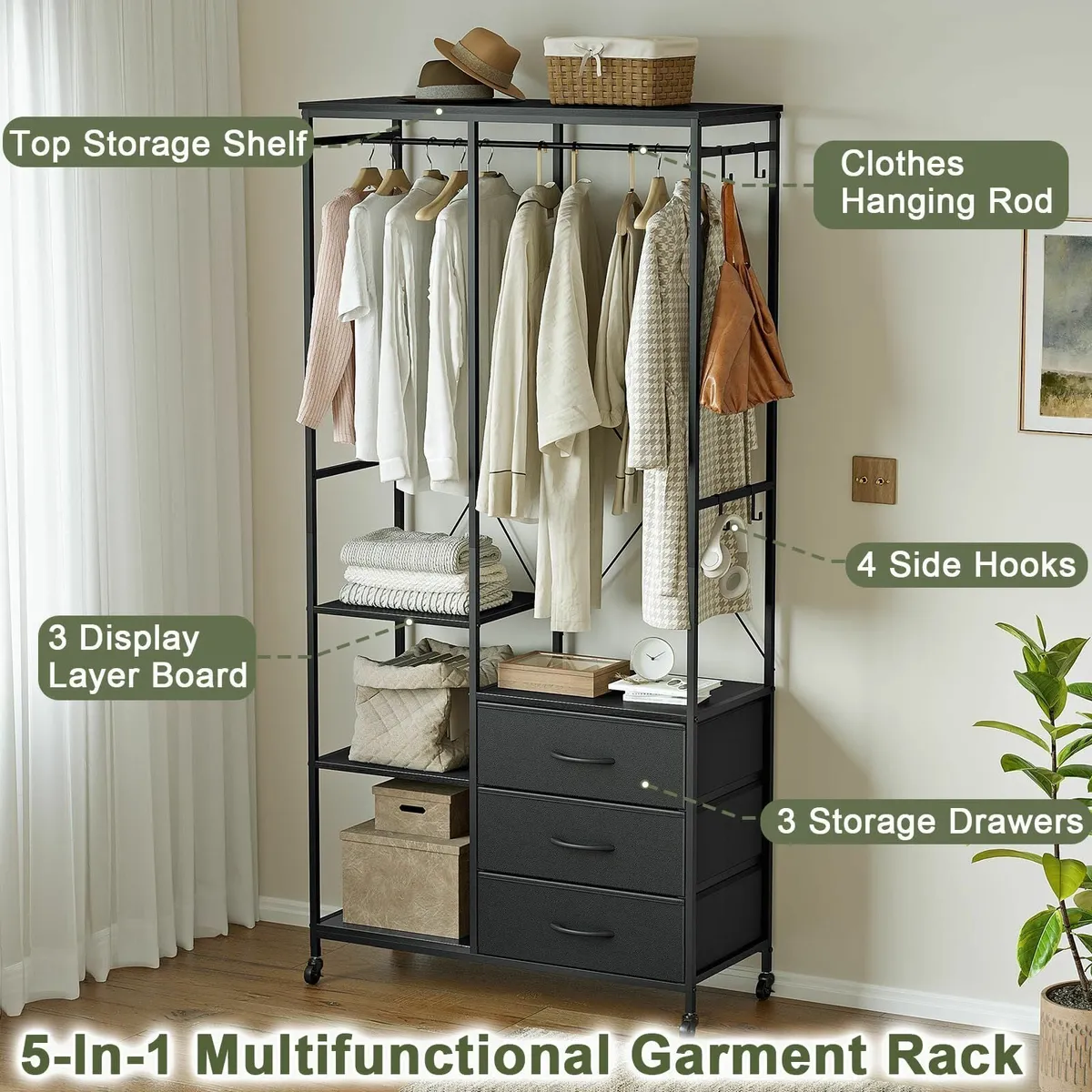 Clothes Rack Heavy Duty Clothing Rail Freestanding - Image 4