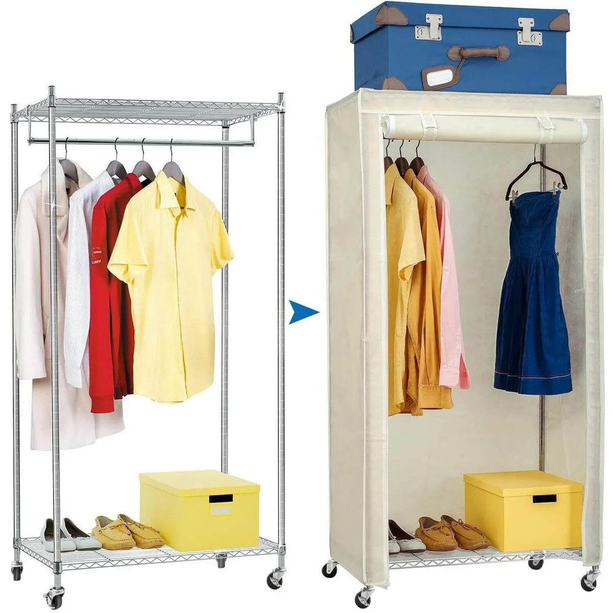 Buffalo Heavy Duty Steel Wardrobe Clothes Rail - Image 1