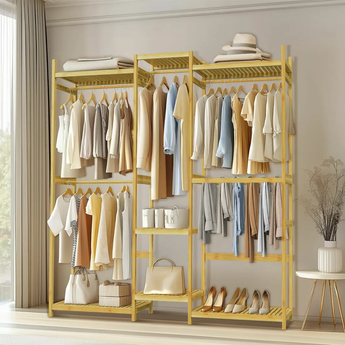 Bamboo Clothes Rack Organizer: Multifunctional - Image 1