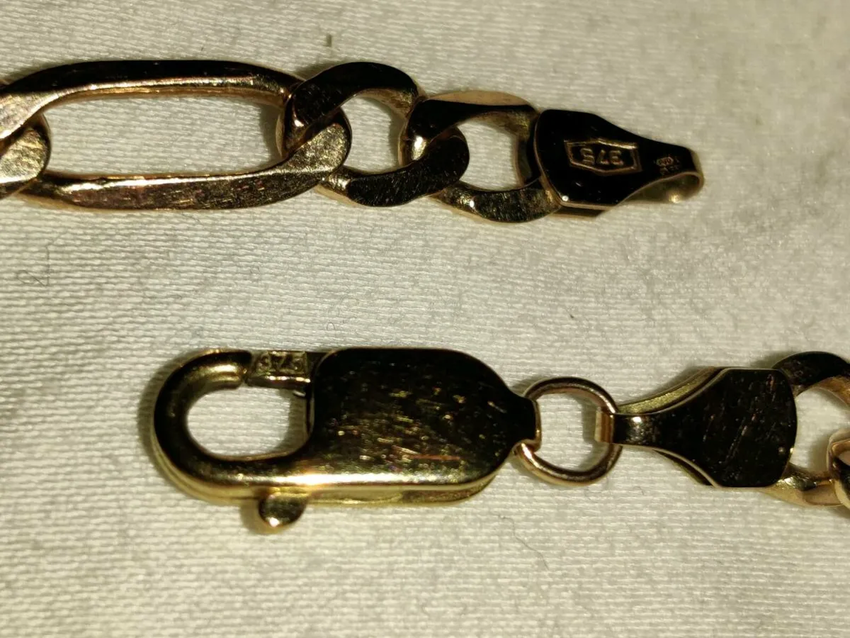 SOLID FIGARO, 9CT Gold 6.59 Gram New 8"Bracelet ! - Image 4