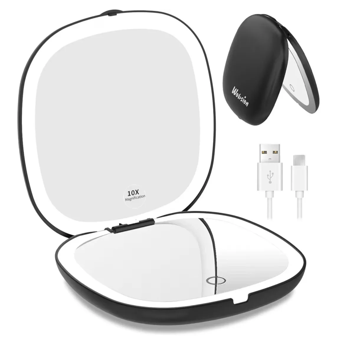 New travel mirror with LED light, rechargeable - Image 1