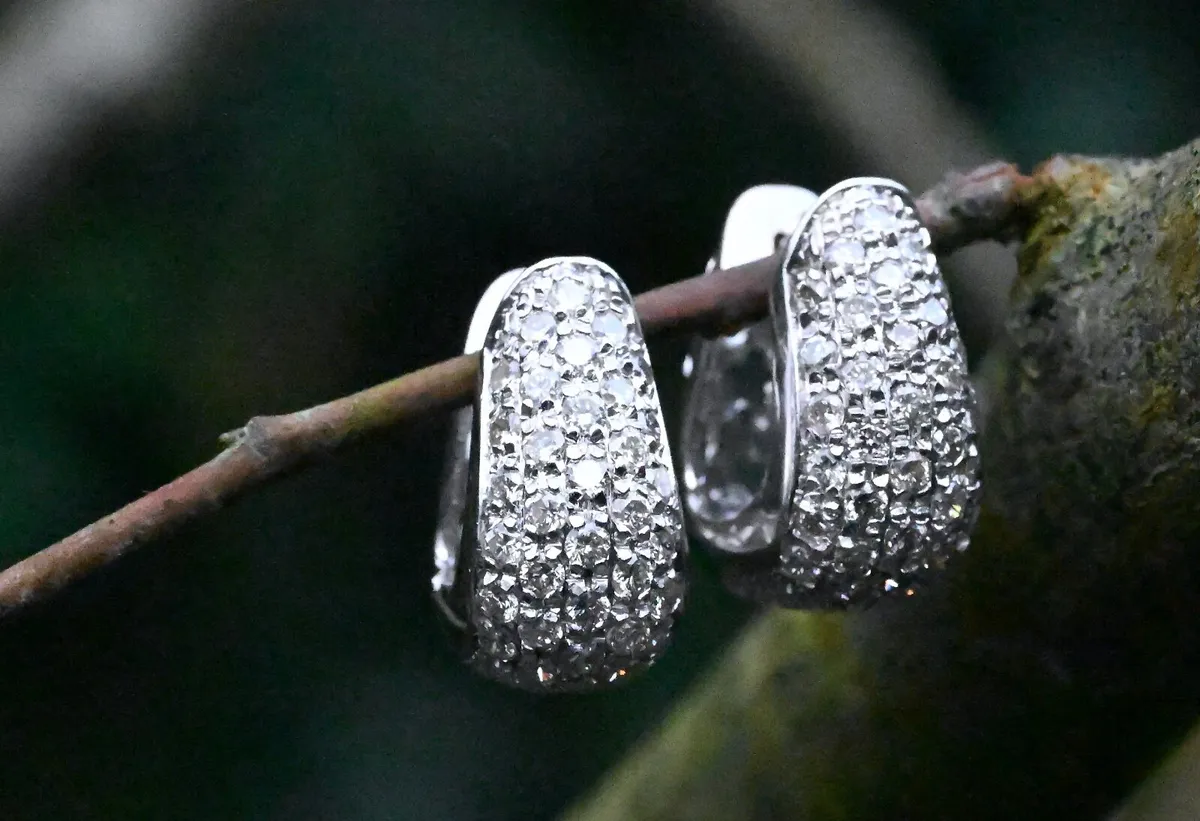 Vintage Diamond Half-Hoop Earrings - 18ct - Image 1