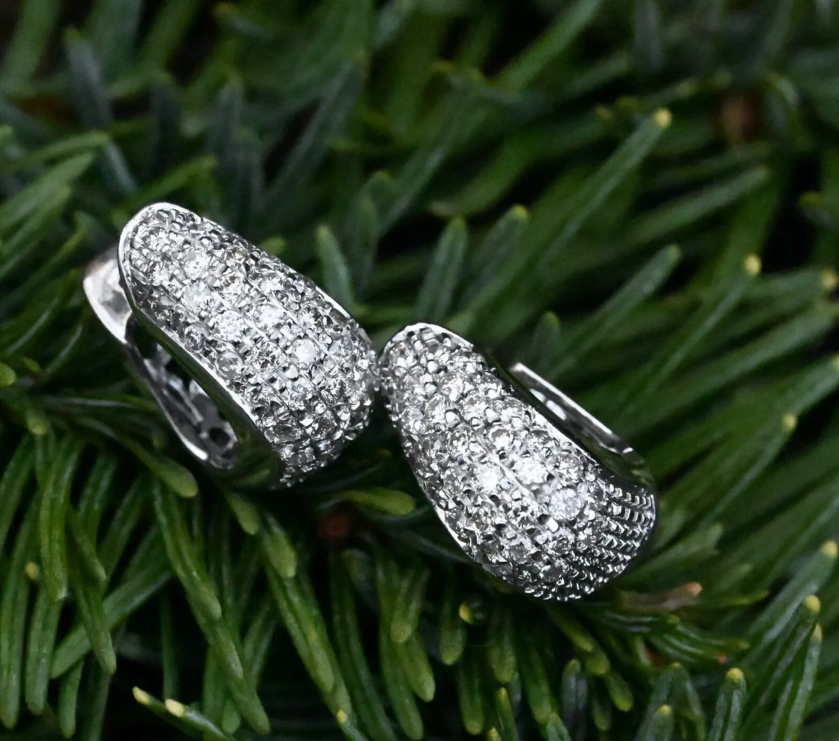 Vintage Diamond Half-Hoop Earrings - 18ct - Image 2