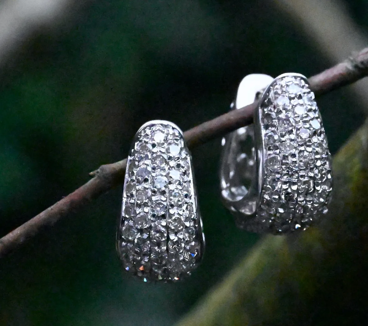Vintage Diamond Half-Hoop Earrings - 18ct - Image 3