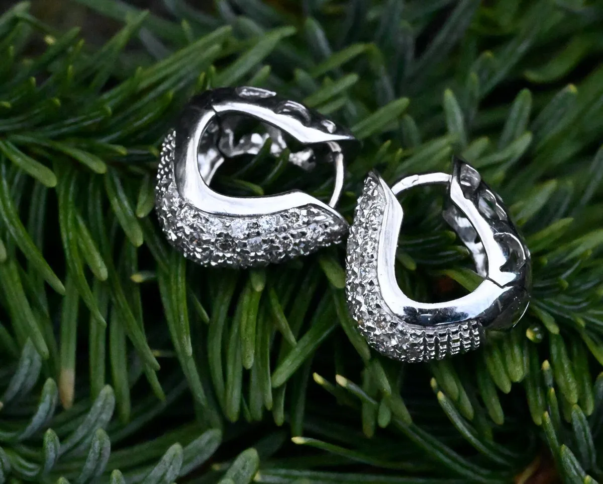 Vintage Diamond Half-Hoop Earrings - 18ct - Image 4