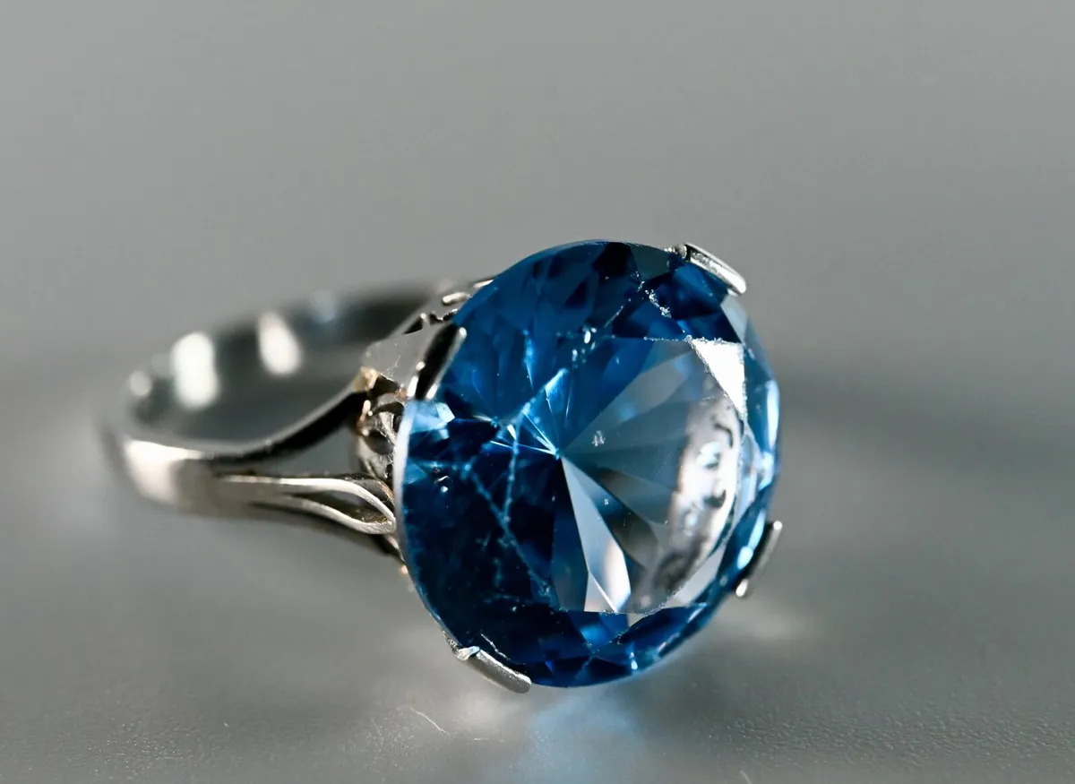 Large Art Deco Topaz Ring - Platinum - Image 2