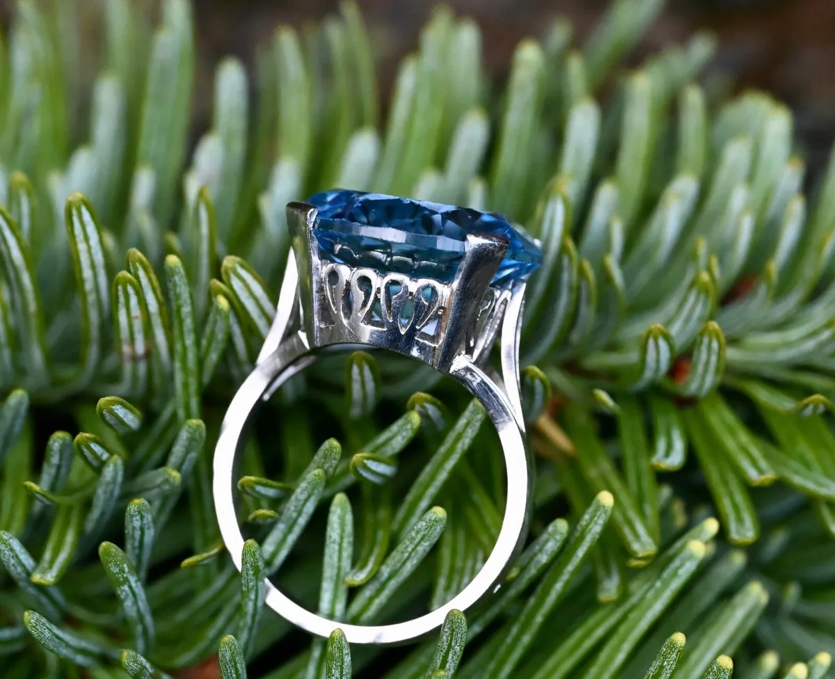 Large Art Deco Topaz Ring - Platinum - Image 3