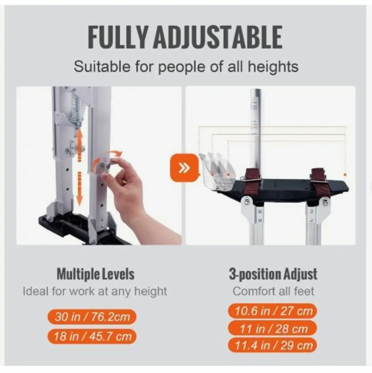Drywall Stilts, 46 cm-76 cm Adjustable Aluminum - Image 2