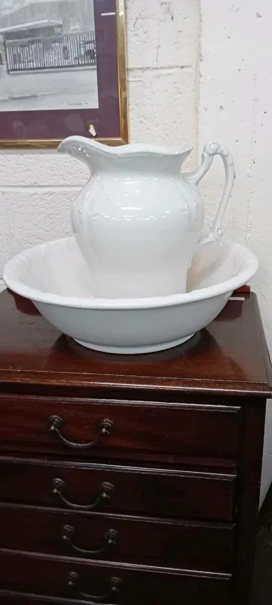 Large Decorative Wash Jug And Bowl