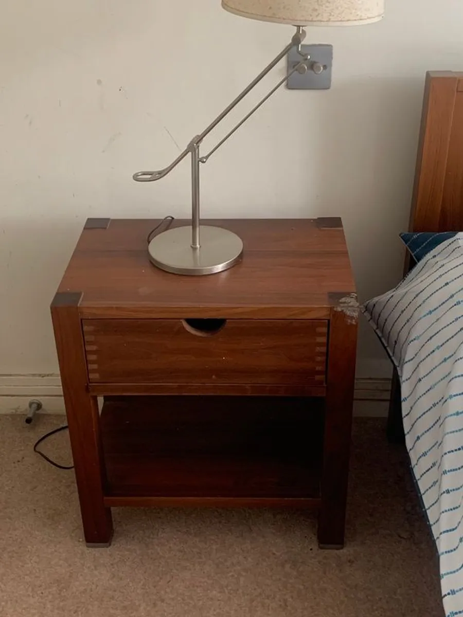 Oak bed frame, side tables, paintings and lights - must go - excellent price - Image 4