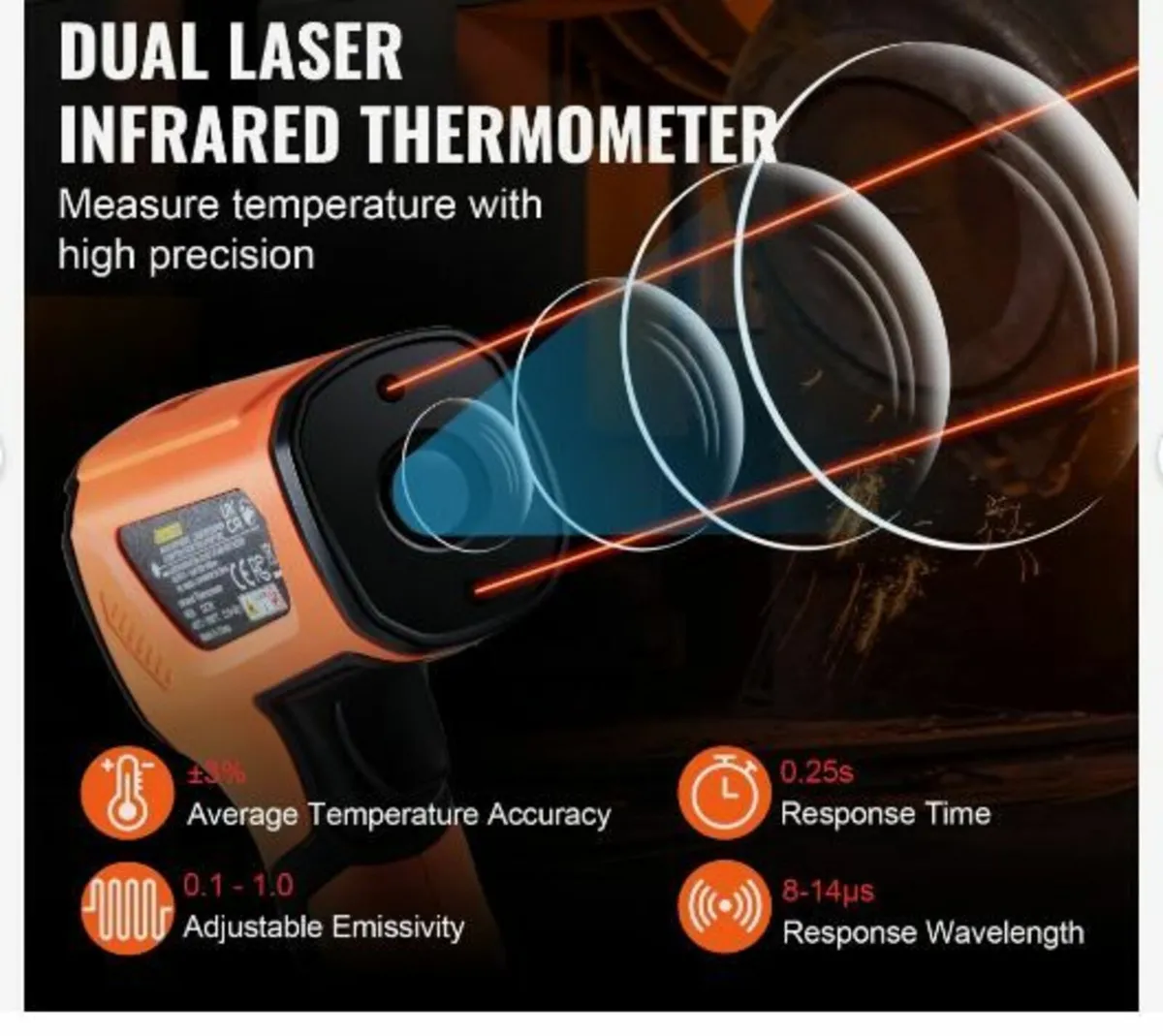 Infrared Thermometer, -40~2732°F Dual Laser - Image 2