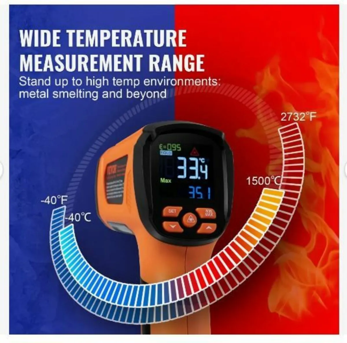 Infrared Thermometer, -40~2732°F Dual Laser - Image 4