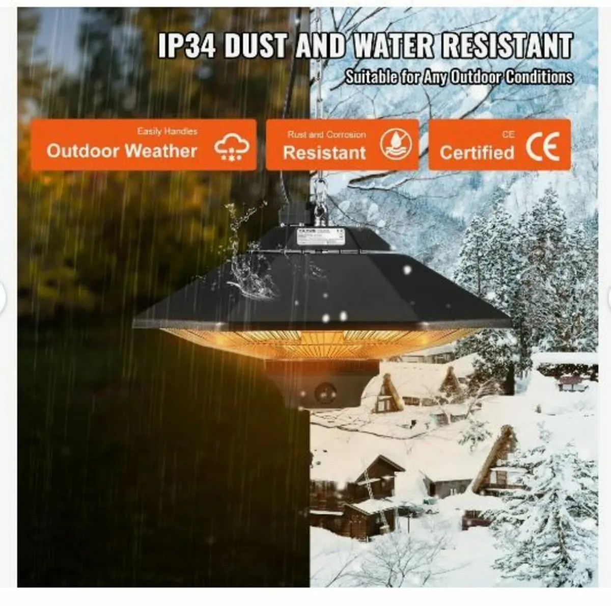 Hanging Patio Heater, 2000W Remote Control - Image 2