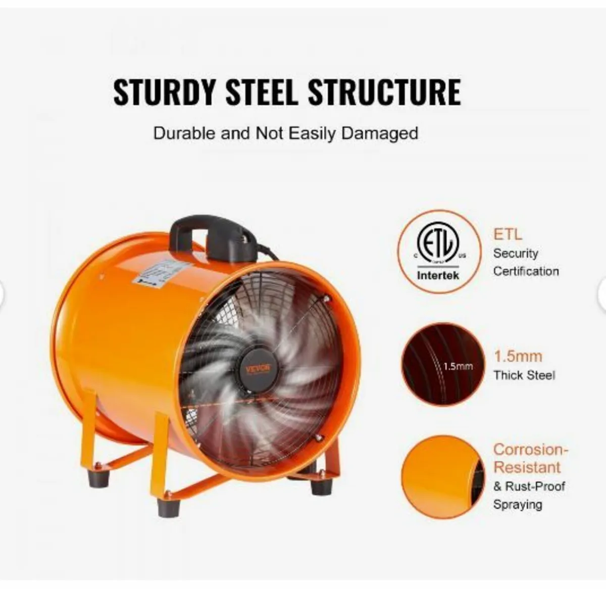 Portable Ventilator, 304.8mm Heavy Duty Cylinder - Image 3