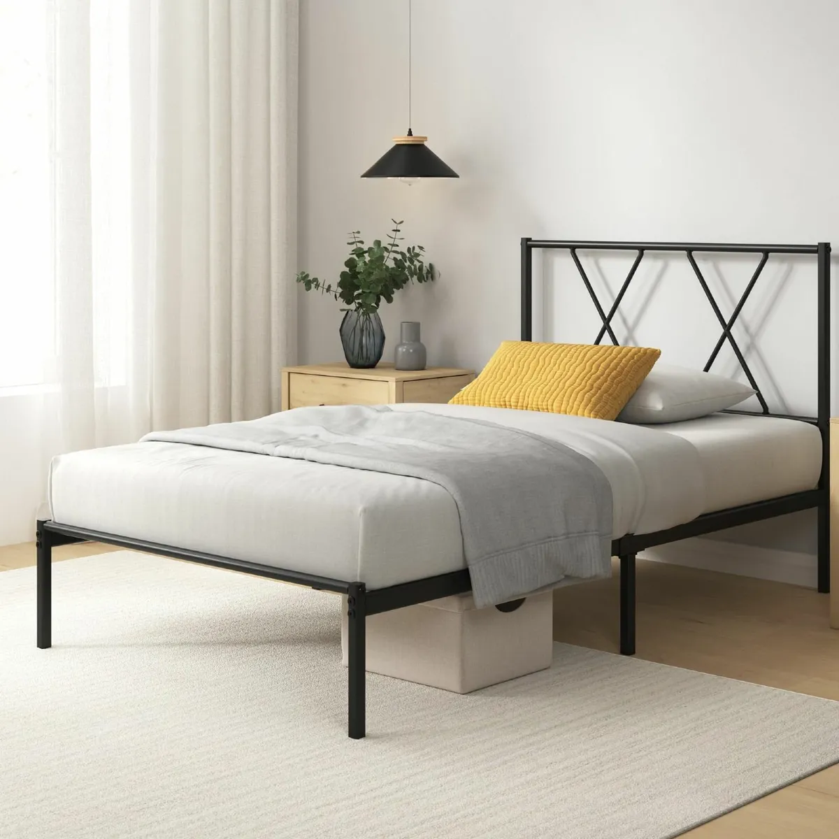 Single Bed Frame Headboard 90x190cm Easy Assembly - Image 2