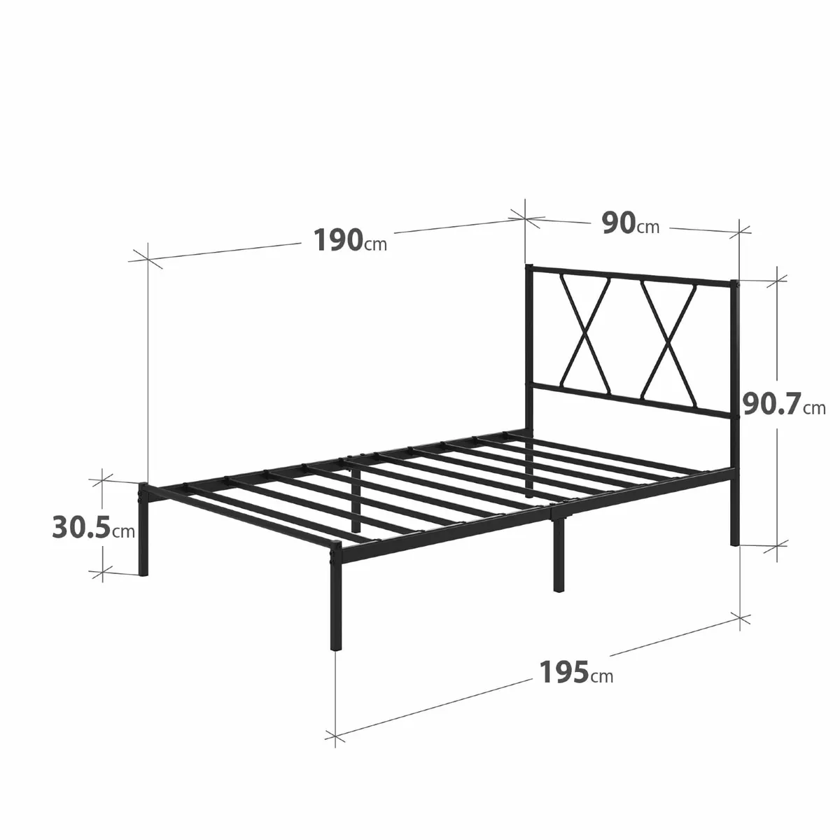 Single Bed Frame Headboard 90x190cm Easy Assembly - Image 3