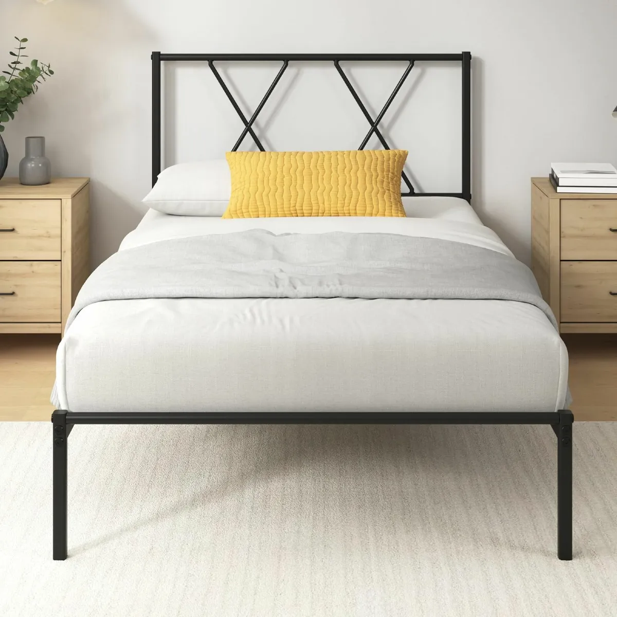Single Bed Frame Headboard 90x190cm Easy Assembly - Image 1