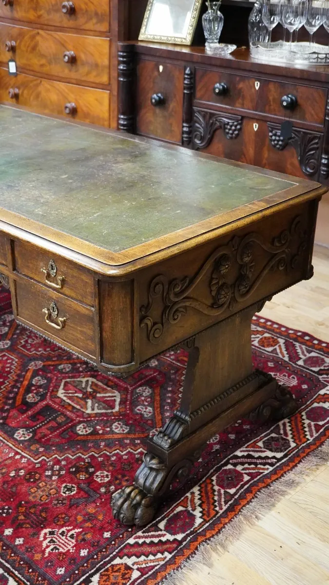 Victorian Oak Library / Writing Table - Image 3