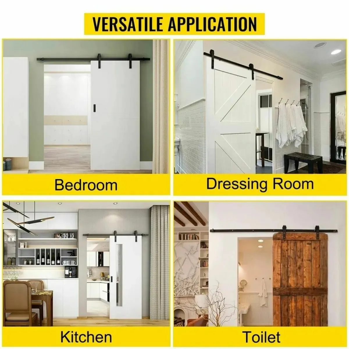 10FT Double Sliding Barn Door Hardware Kit J-Shape - Image 2