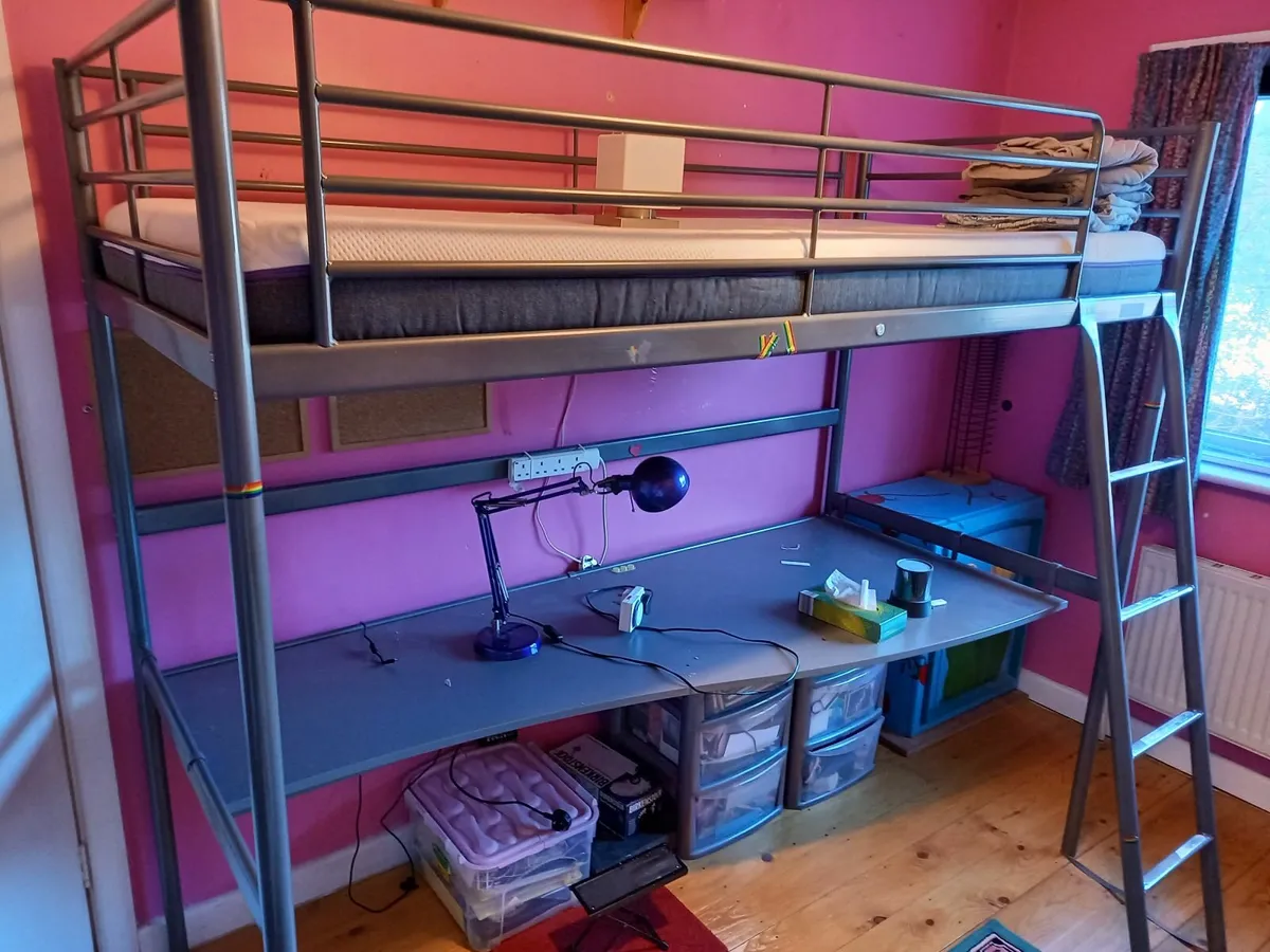 Ikea Svarta loft bed with desk - Image 2