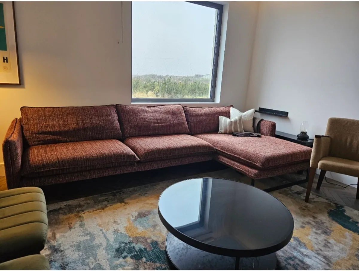 Corner Sofa Couch Red Chaise - Image 1