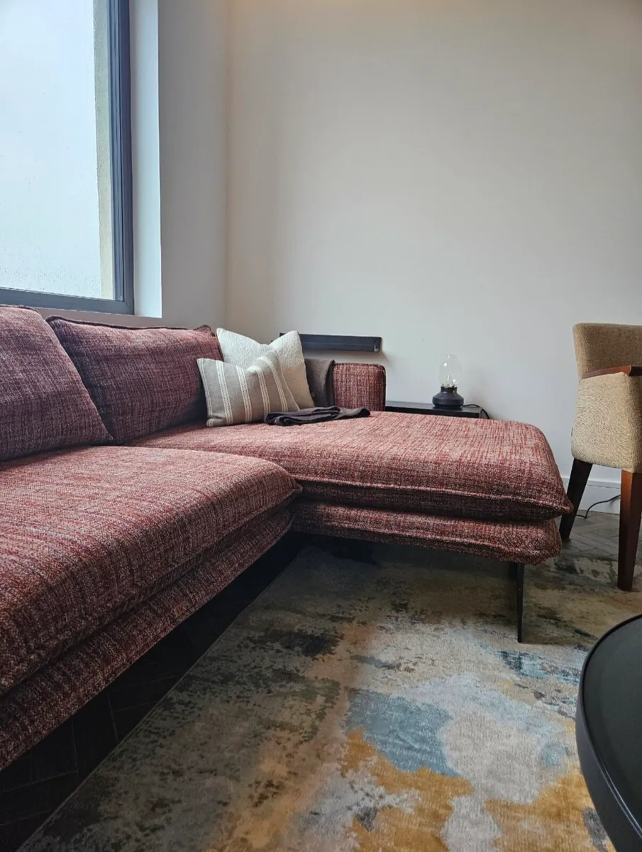 Corner Sofa Couch Red Chaise - Image 2